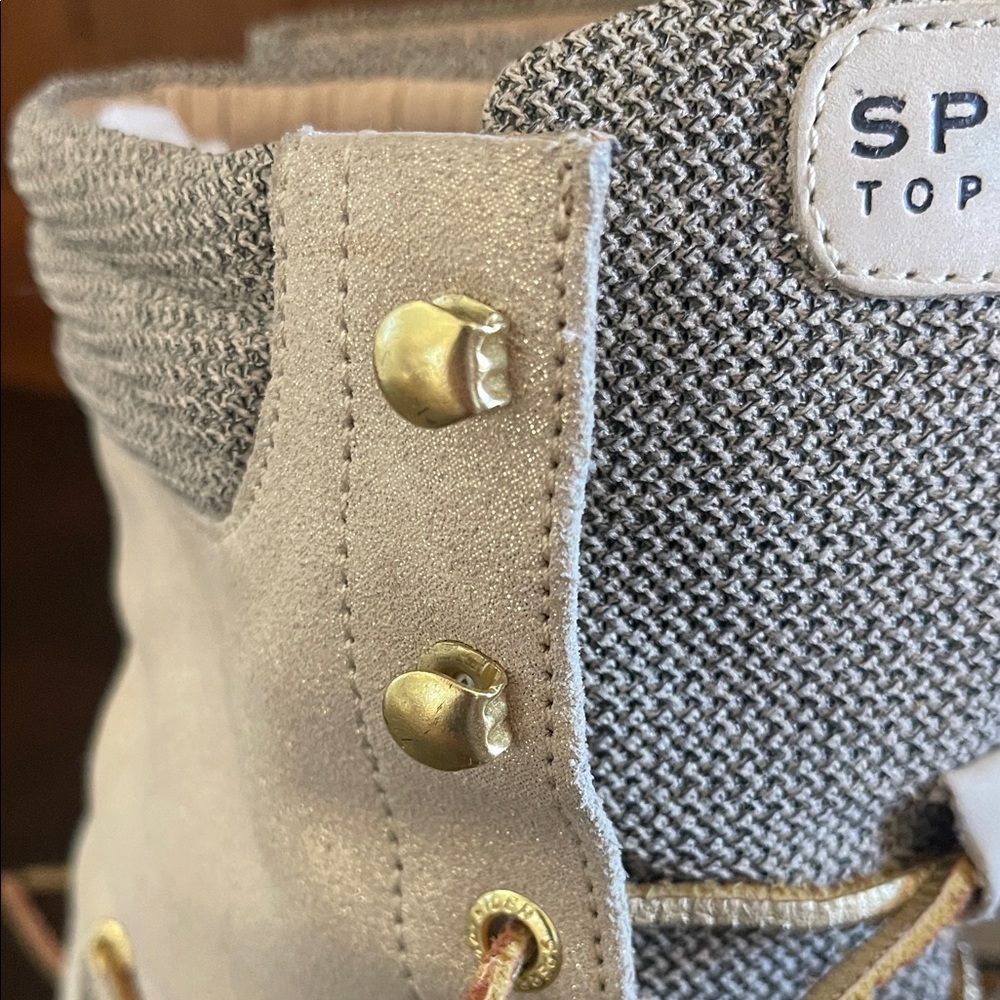 Sperry Top-Sider HIKERFISH Lace-Up Boots 7.5 Linen & Gold Accents - Picture 5 of 12